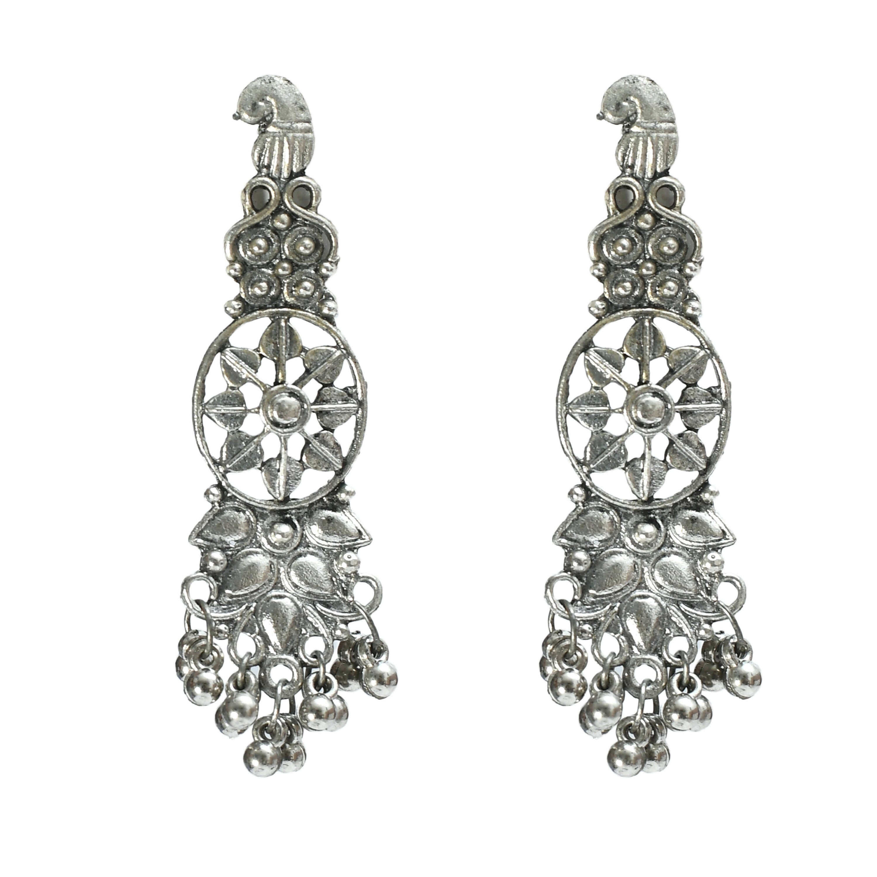 Mominos Fashion Johar Kamal Oxidised Silver-Plated Brass Finish Temple Jewellery with Earrings For Women | Grab2Buy