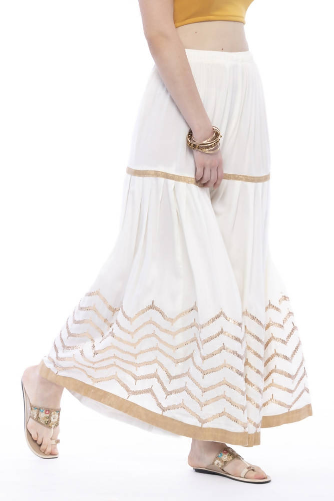 Mominos Fashion Latest Cotton Off White Gota Print Sharara For Girls | Grab2Buy