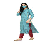 Lagi Women's Turquoise Blue Printed Straight Kurta & Pant (MC41A) | Grab2Buy