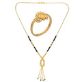 AanyaCentric Gold-Polished Mangalsutra & Ring Set