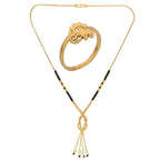 AanyaCentric Gold-Polished Mangalsutra & Ring Set