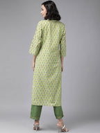 Yufta Green Printed Kurta With Trouser | Grab2Buy