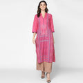 Cheera Hand Block Print Baby Pink Straight Kurta (MAAI-048K) | Grab2Buy
