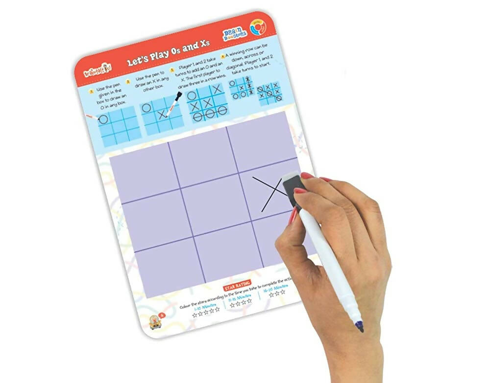 Braintastic Brain Booster Game/Toy (6-99 Years)-Write & Wipe Reusable Activity Sheets with Marker & Jigsaw Puzzle Learning Tools for Kids 6+ Years | Grab2Buy