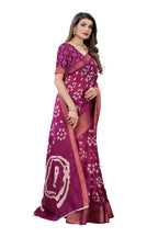 Vamika Purple and Gold Linen Jari Border Saree (RADHIKA PURPLE) | Grab2Buy