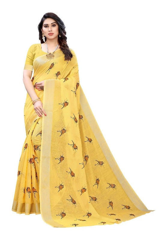 Vamika Yellow Chanderi Designer Saree (SERIN YELLOW) | Grab2Buy