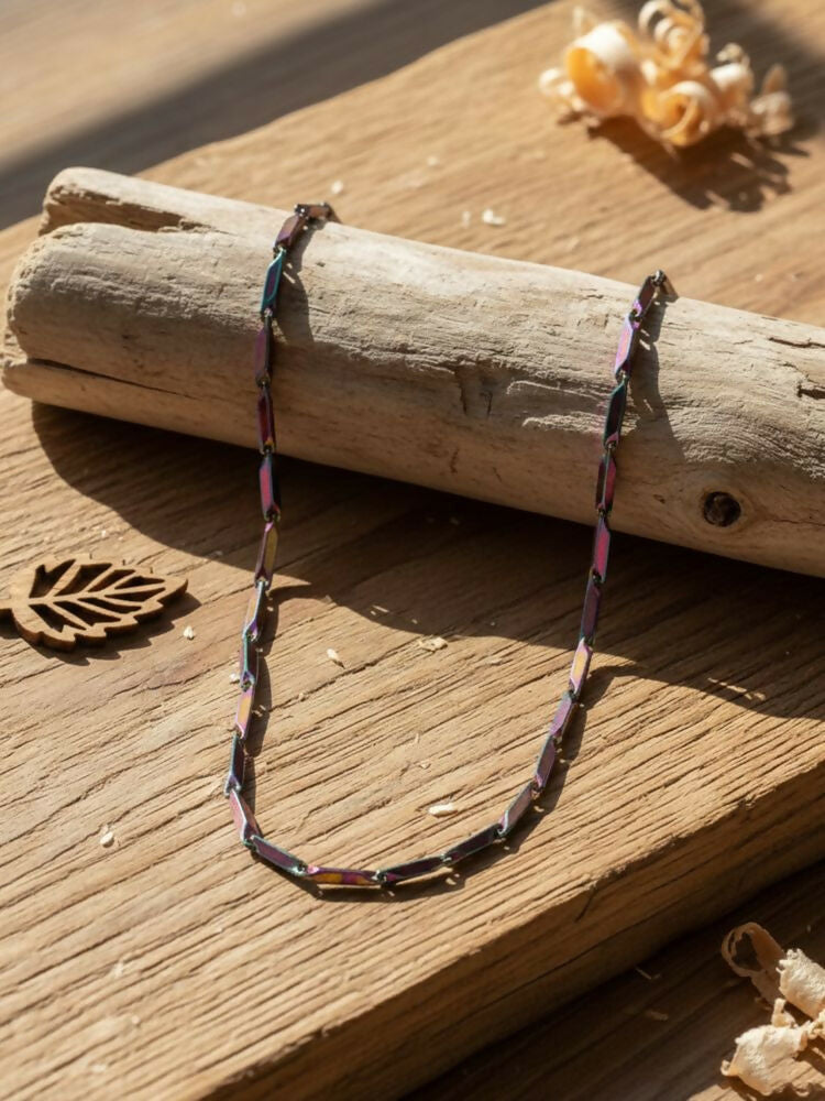 NVR Men's Handcrafted Multicolour Rhodium Plated Chain | Grab2Buy