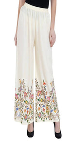 Mominos Fashion Off White Floral Design Palazzo | Grab2Buy