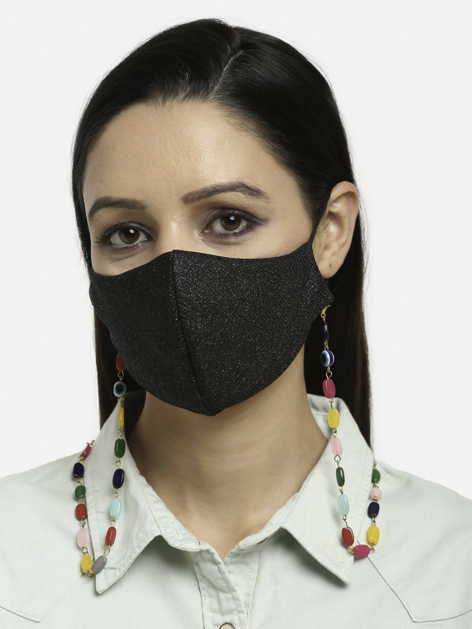 Multicolored Beaded Evil Eye Mask Chain - Ruby Raang | Grab2Buy