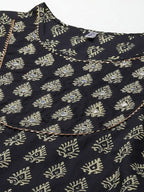 Yufta Women Black Ethnic Motifs Regular Mirror Work Pure Cotton Kurta with Trouser & With Dupatta | Grab2Buy