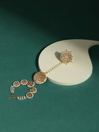 Women's Gold-Toned White Brass Kundan Gold-Polished Charm Bracelet - Ruby Raang | Grab2Buy