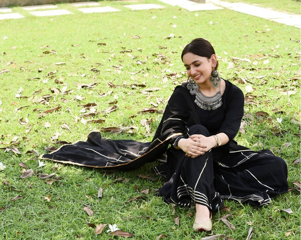 Cheera Black Sharara Kurta Dupatta set | Grab2Buy
