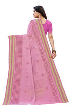 Vamika Embroidery Pink Chanderi Saree (MINI CHECKS BLUE) | Grab2Buy