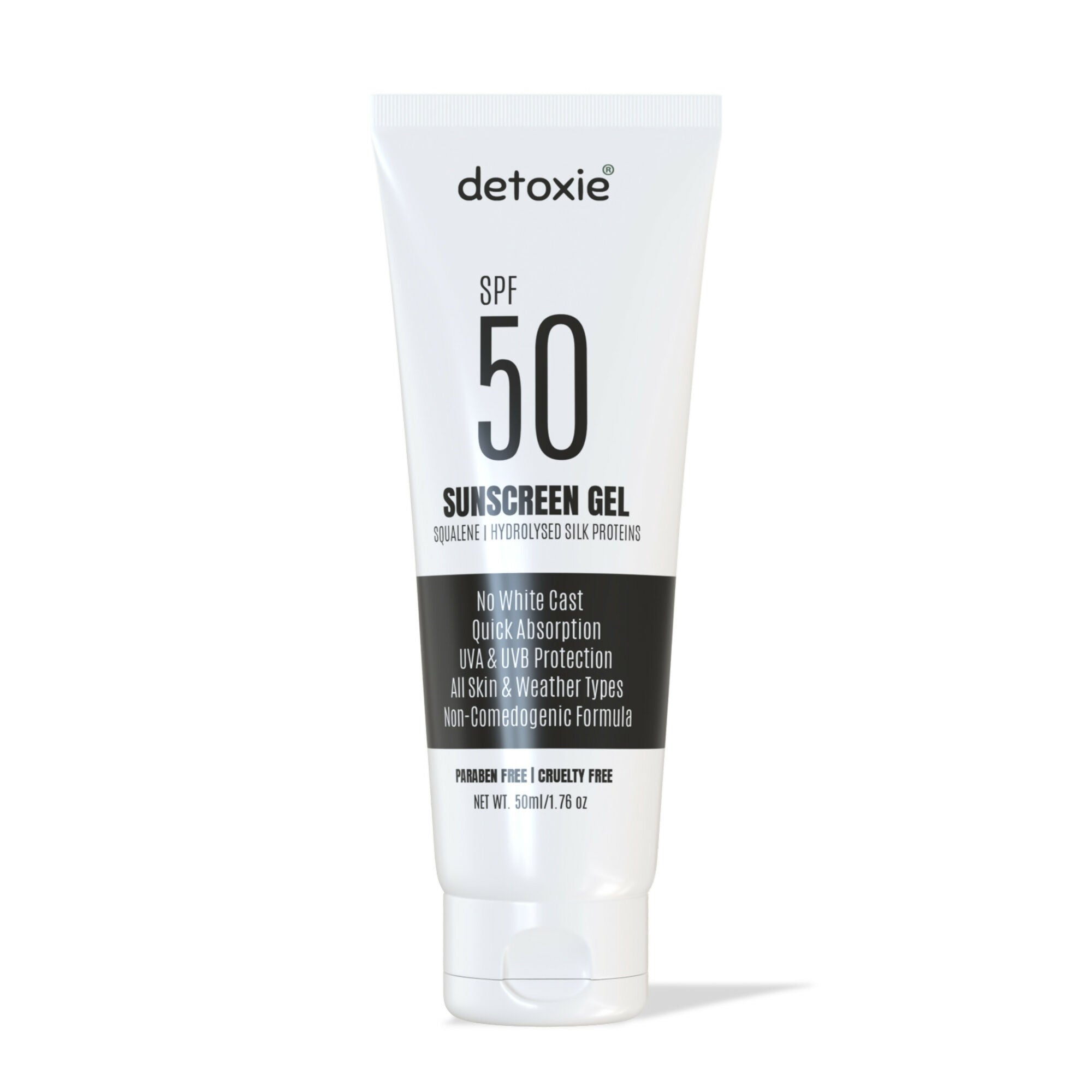 Detoxie Squalene & Silk Protiens SPF50 Sunscreen Gel For All Skin Types | Grab2Buy