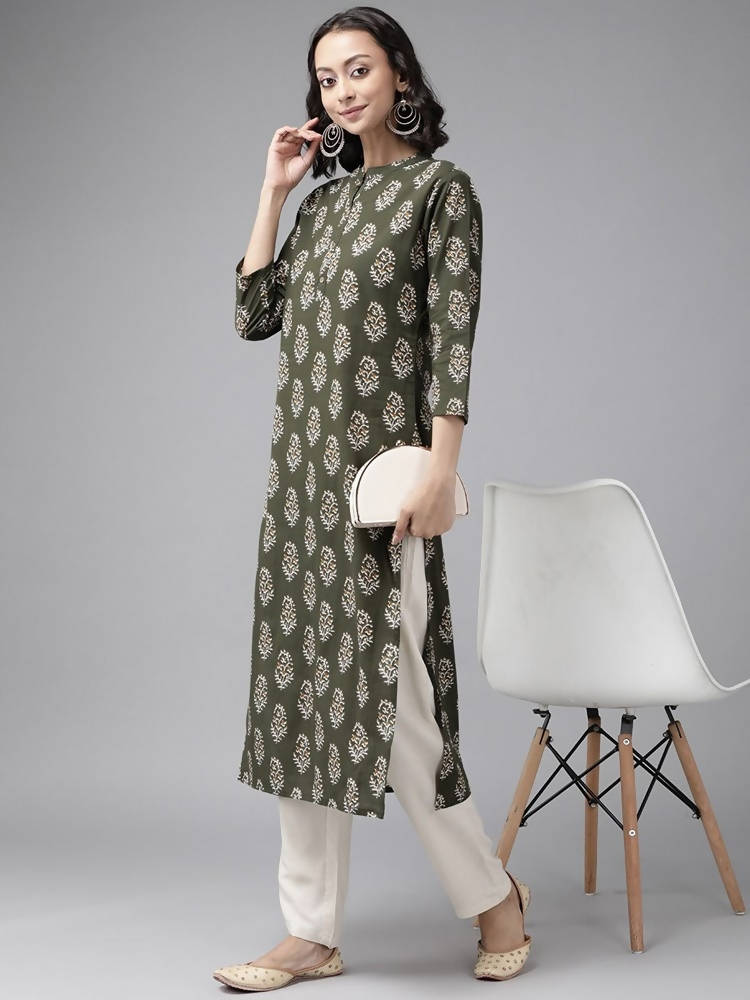 Yufta Green And off White Kurta And Palazzo Set | Grab2Buy