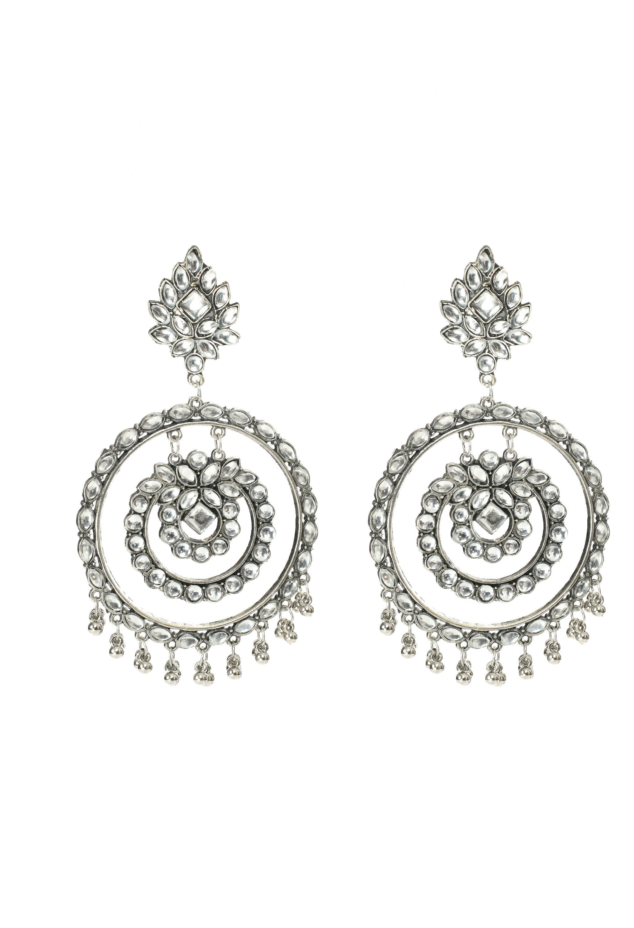 Mominos Fashion Johar Kamal Women's White Kundan Circles Earrings | Grab2Buy