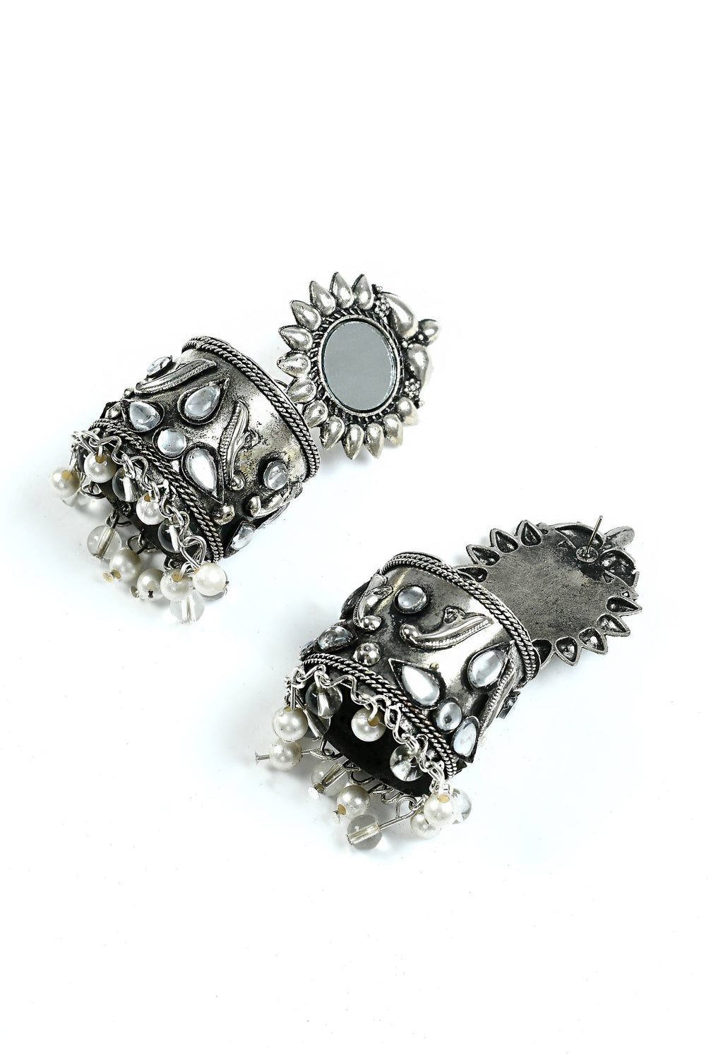 Mominos Fashion Johar Kamal Women Silver Oxidised Jhumkas | Grab2Buy