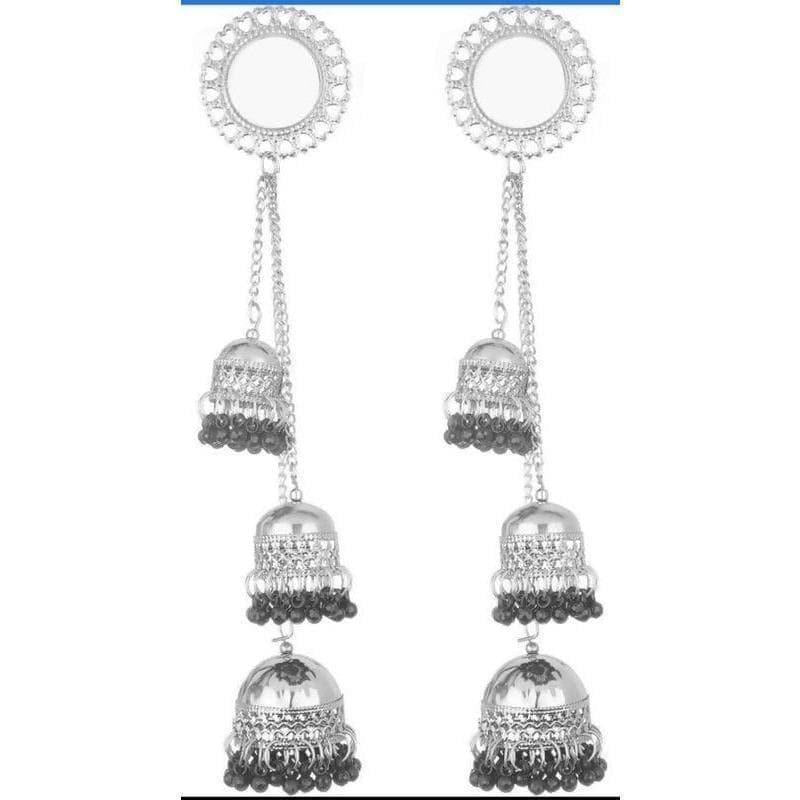 MS Fashion India Stylish Kashmiri Hanging Three Jhumkas And Mirror Earrings | Grab2Buy