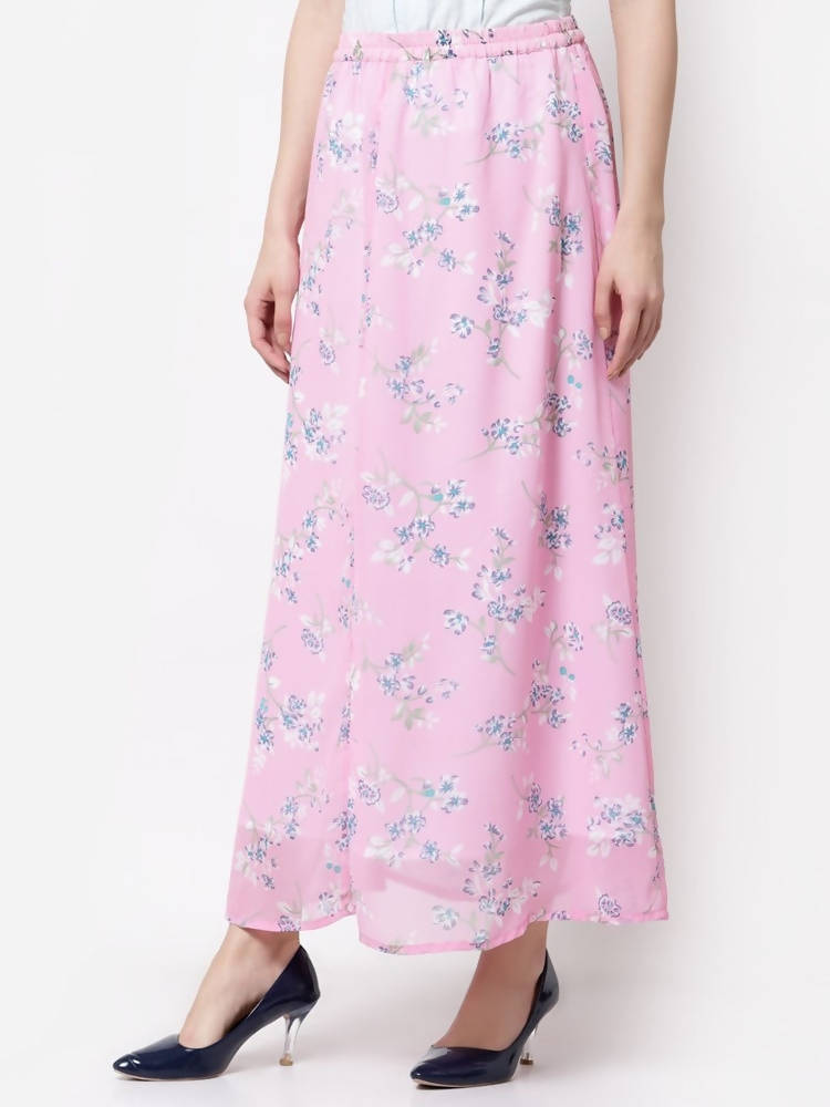 Myshka Pink Color Georgette Printed Skirt | Grab2Buy