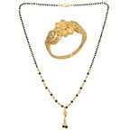AanyaCentric Gold-Polished Mangalsutra & Ring Set