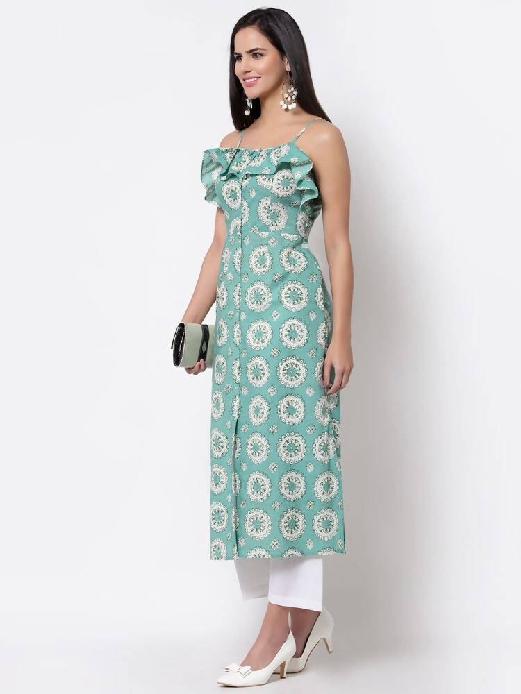Myshka Women's Blue cotton Printed Sleeveless S Casual Dress | Grab2Buy
