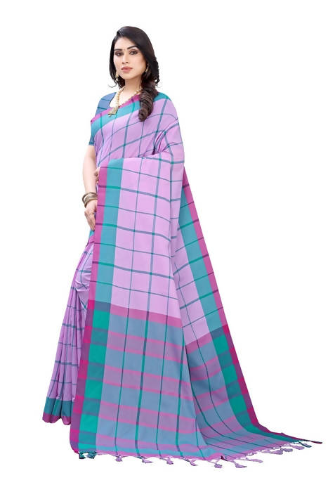 Vamika Lavendar Cotton Silk Weaving Saree (Google Lavender) | Grab2Buy