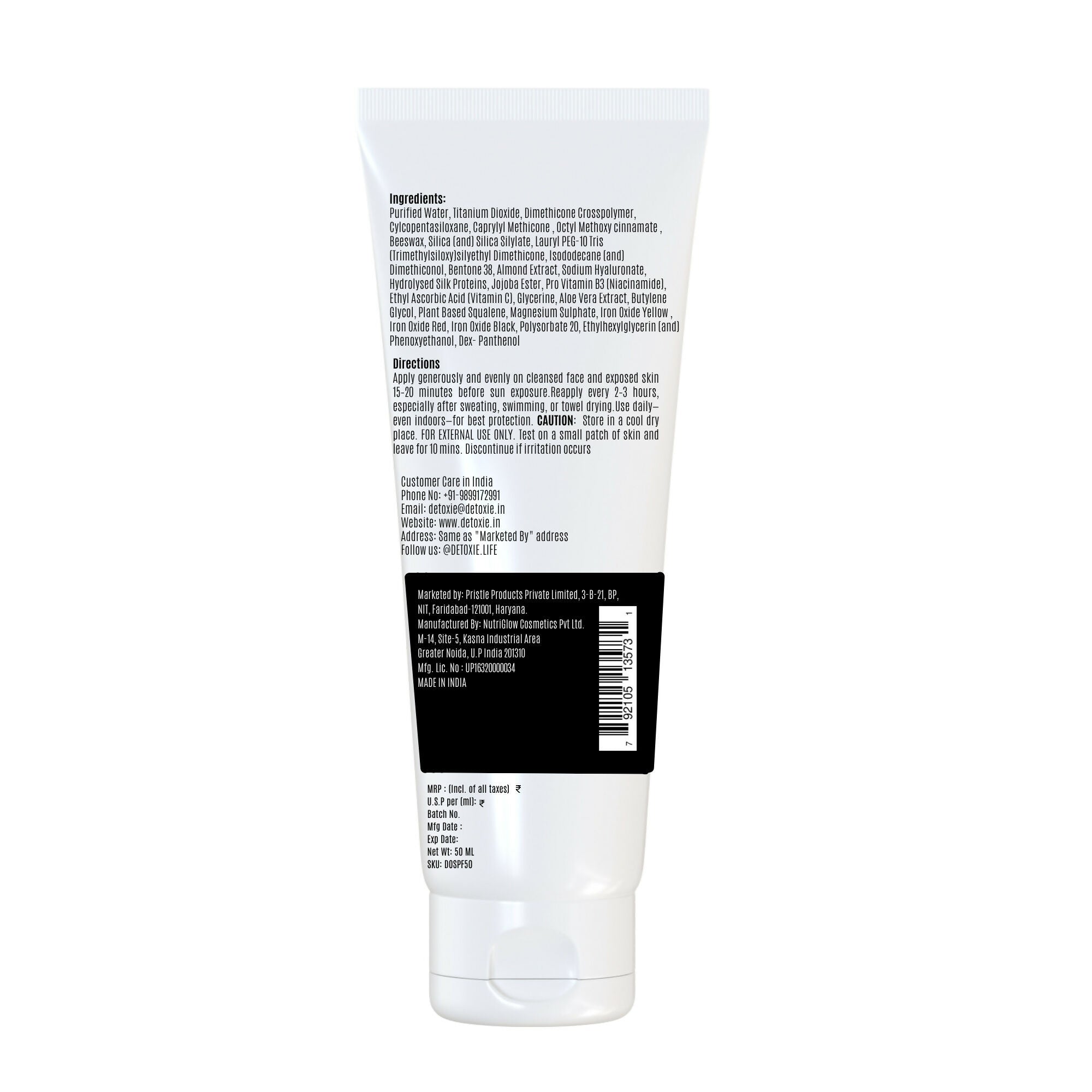 Detoxie Squalene & Silk Protiens SPF50 Sunscreen Gel For All Skin Types | Grab2Buy