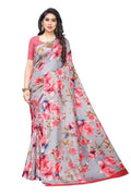 Vamika Grey Linen Satin Border Saree (SONAKSHI 12 PEACH) | Grab2Buy