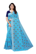 Vamika Sky Blue Linen Jari Border Saree (CHARVI SKY BLUE) | Grab2Buy