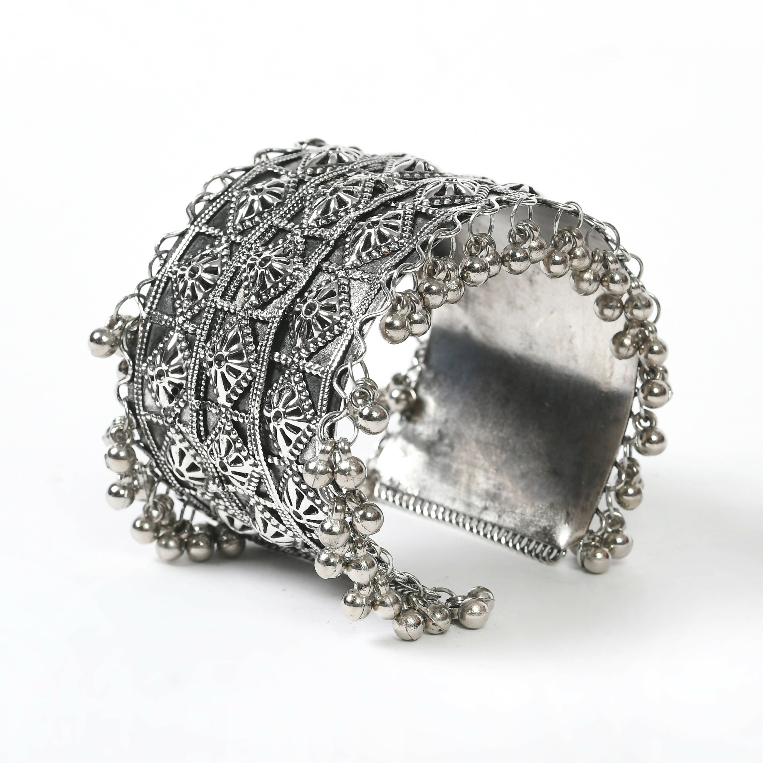 Mominos Fashion Joharkamal Oxidised Silver-Plated Ghungroo Handcraft Bracelet - Design 024 | Grab2Buy