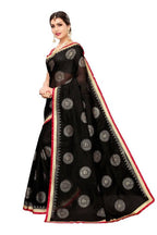 Vamika Chanderi Cotton Foil Print Black Saree (GOLDEN BIRD BLACK) | Grab2Buy