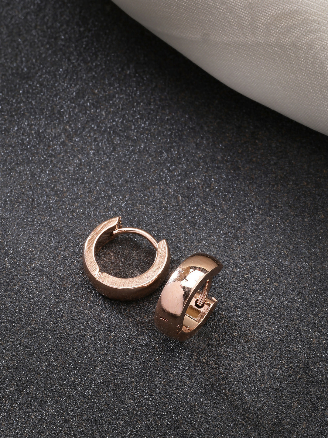 NVR Men's Rose Gold Stainless Steel Hoop Earrings | Grab2Buy