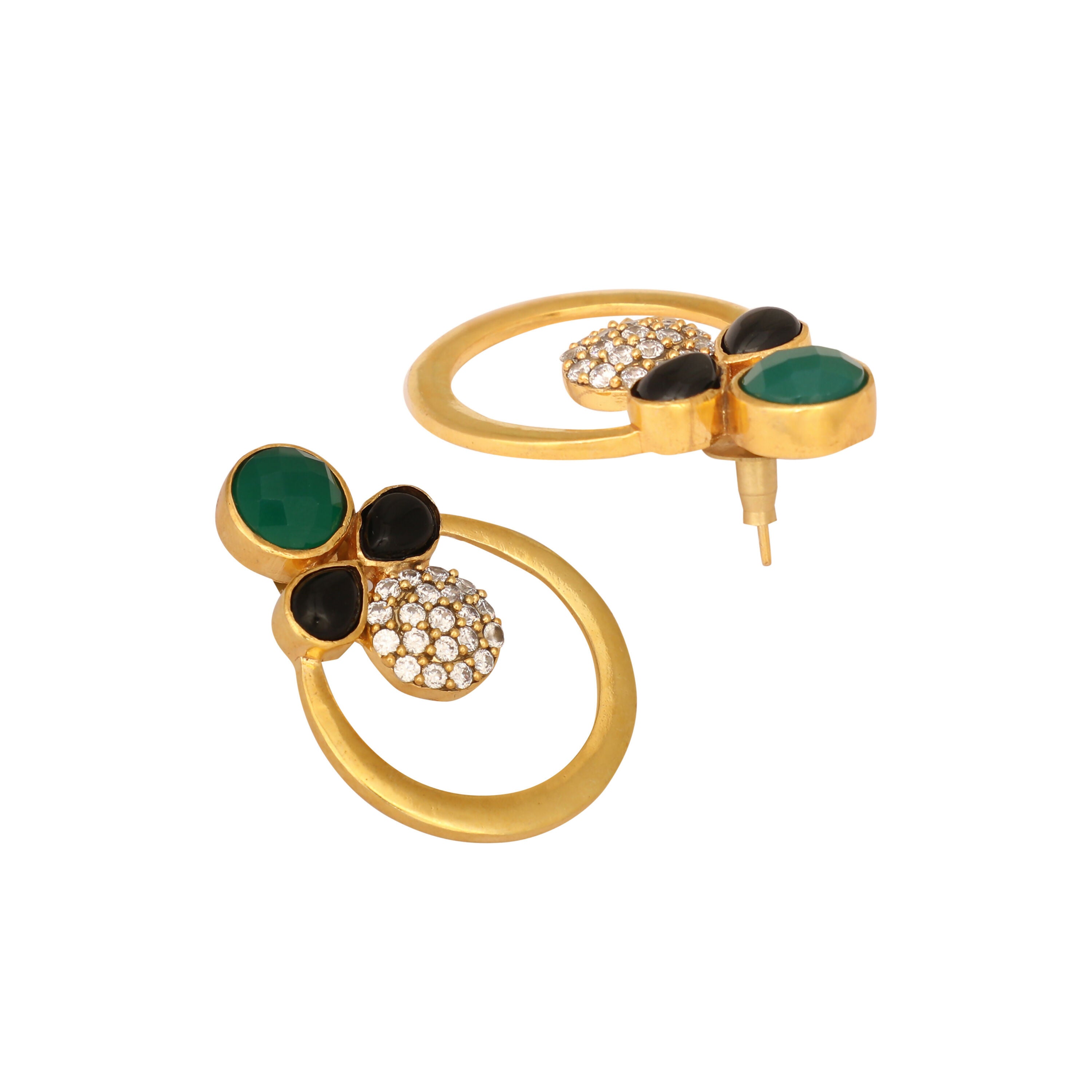 Nuyug 22K Gold Plated Cubic Zirconia Studded Contemporary Stone Earrings | Grab2Buy