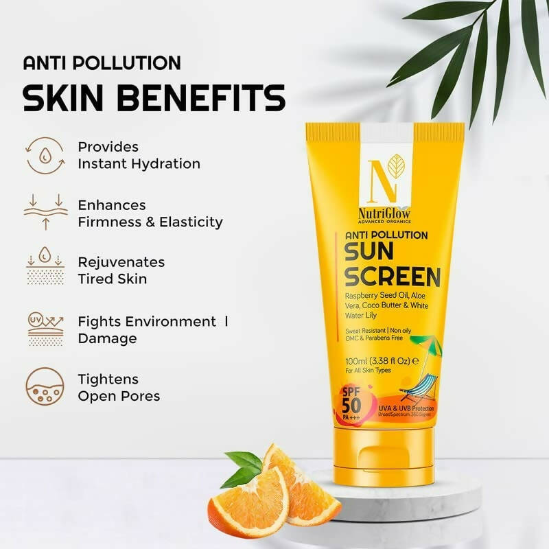 NutriGlow Advanced Organics Anti Pollution Sun Screen SPF 50 PA+++ | Grab2Buy