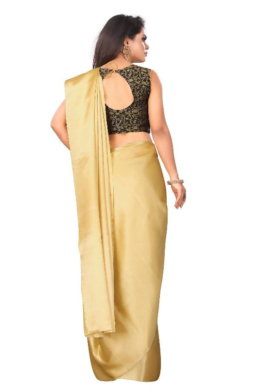 Vamika Golden Satin Designer Saree (PAVITRA GOLD) | Grab2Buy
