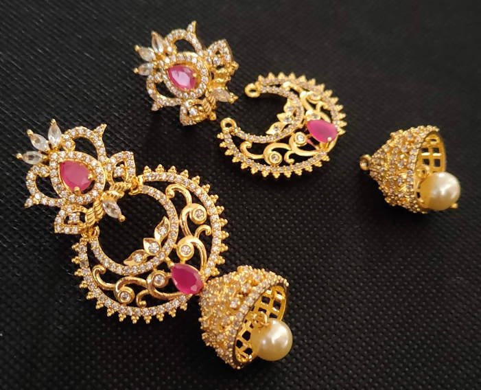 AD Rubies Designer 4 in 1 earrings | Grab2Buy