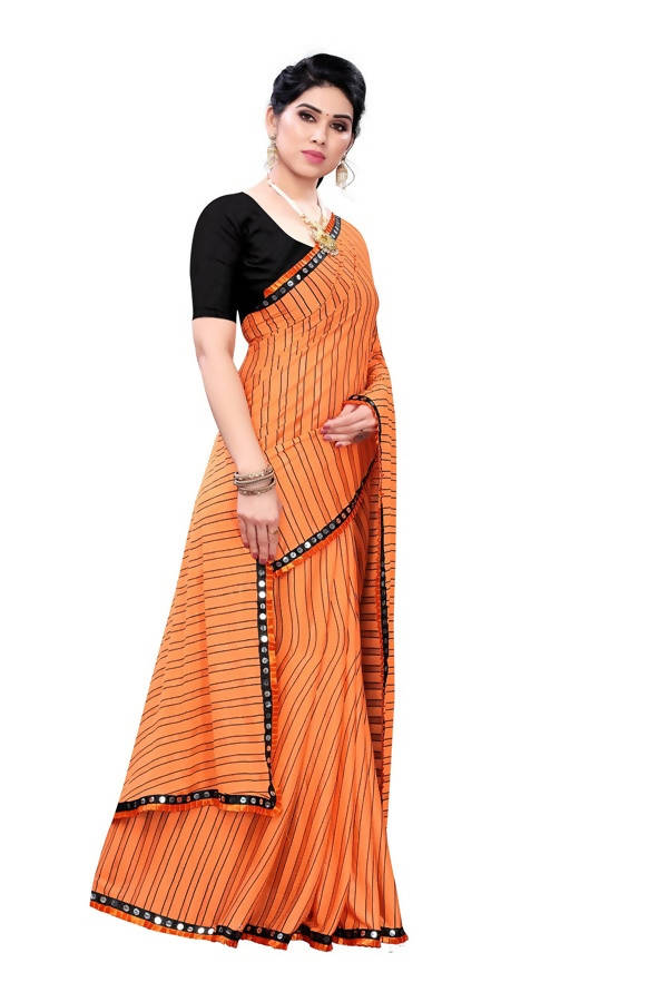 Vamika Orange Malai Silk Printed Saree (Zigzag Orange) | Grab2Buy