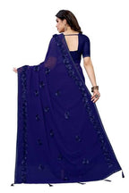 Vamika Navy Georgette Embroidery Saree (GULABO NAVY) | Grab2Buy