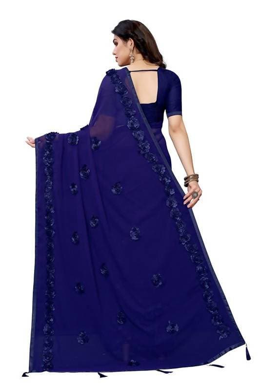 Vamika Navy Georgette Embroidery Saree (GULABO NAVY) | Grab2Buy