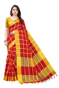 Vamika Red Cotton Silk Weaving Saree (SATURN RED) | Grab2Buy