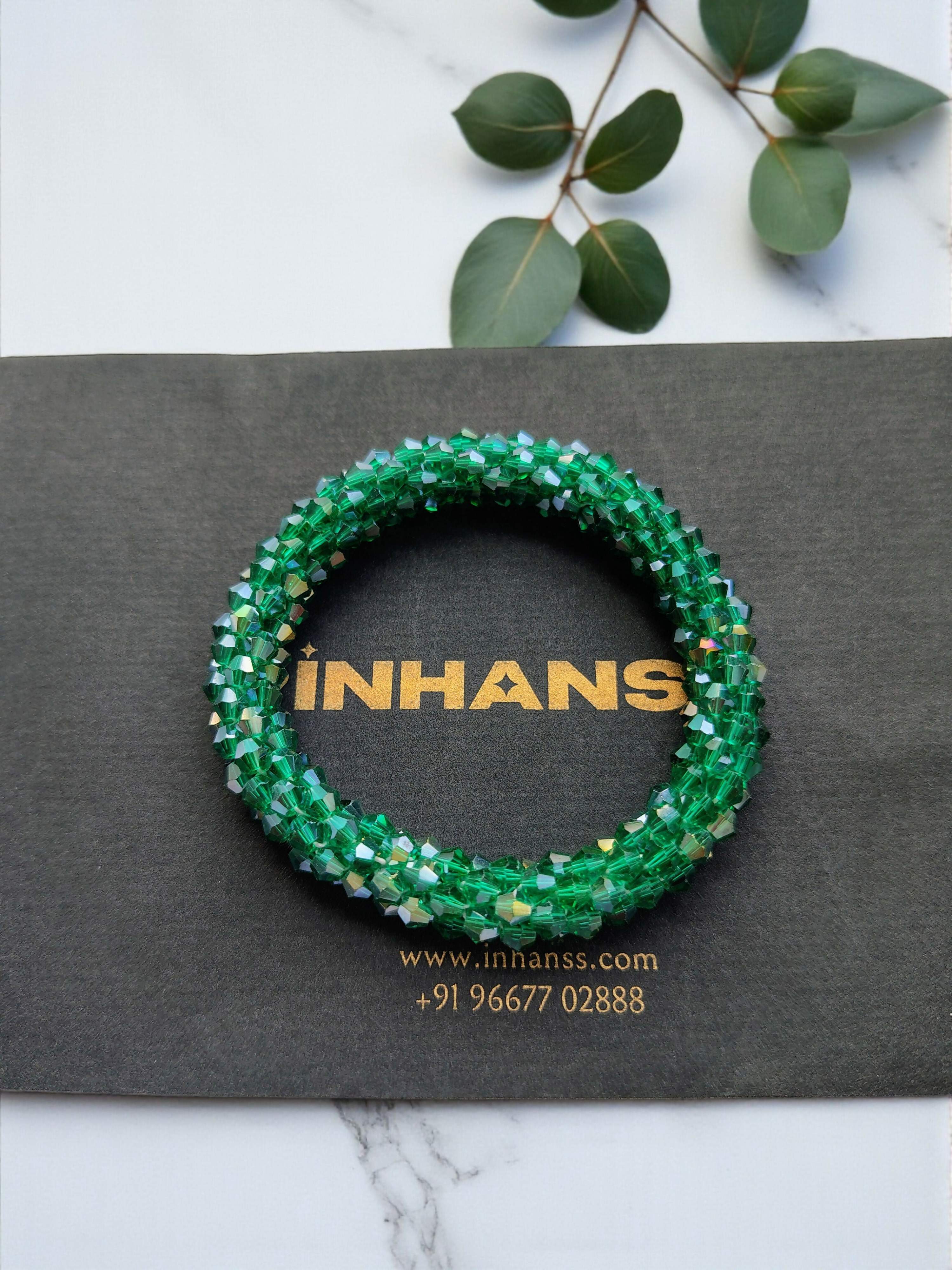 Inhanns Unisex Crystal Bloom – Adjustable Crystal Bead Bracelets - Sea Green | Grab2Buy