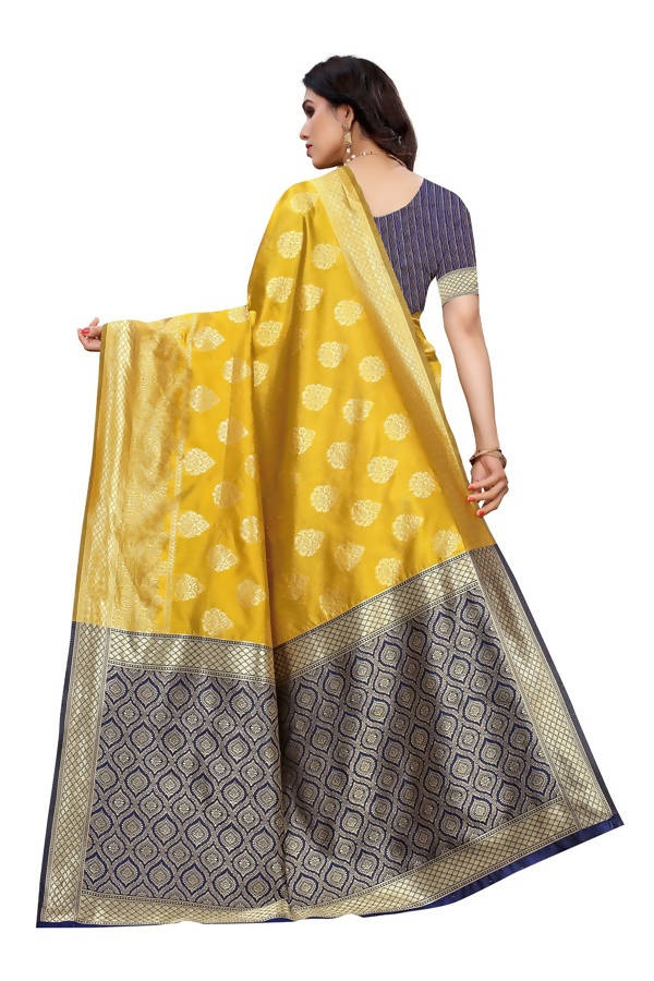 Vamika Banarasi Jacquard Weaving Yellow Saree (Dangal Yellow) | Grab2Buy
