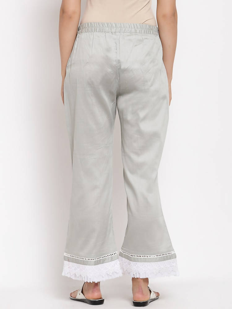 Myshka Beautiful Women's Grey Cotton Solid Casual Trouser | Grab2Buy