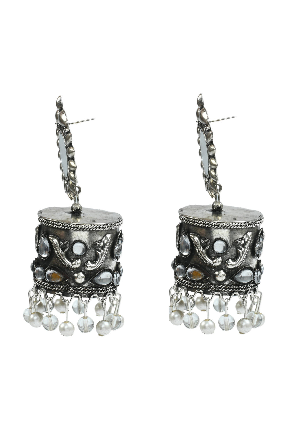 Mominos Fashion Johar Kamal Women Silver Oxidised Jhumkas | Grab2Buy