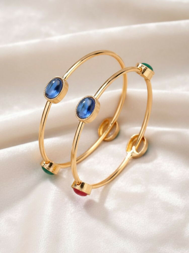 NVR Women Set of 2 Gold Plated Artificial Stone Bangle | Grab2Buy
