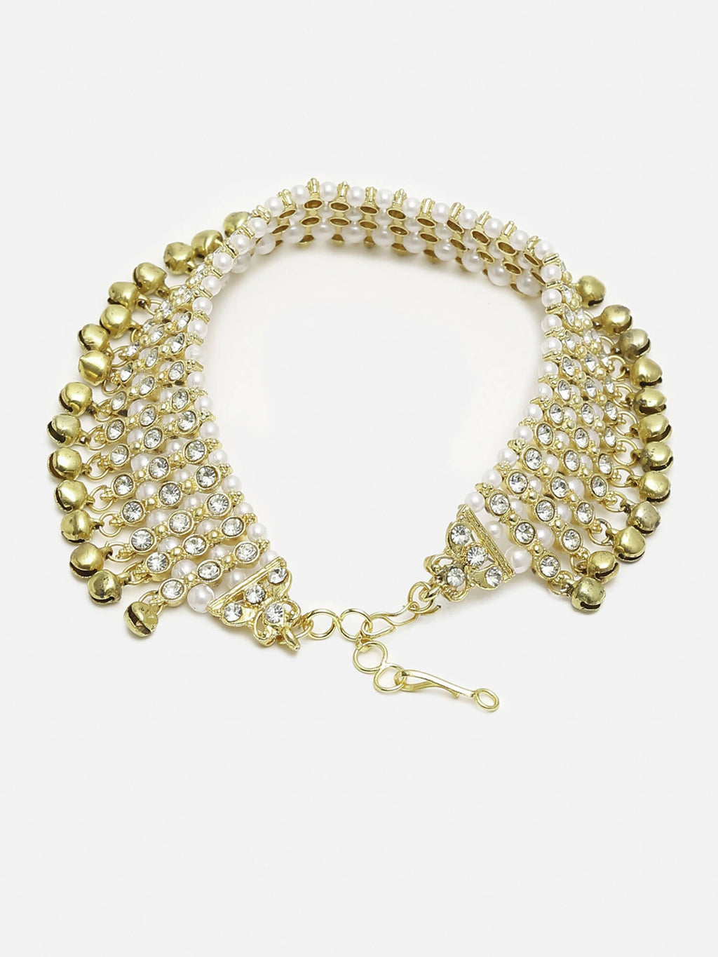 Women's Gold White Ghungroo Anklets - Ruby Raang | Grab2Buy