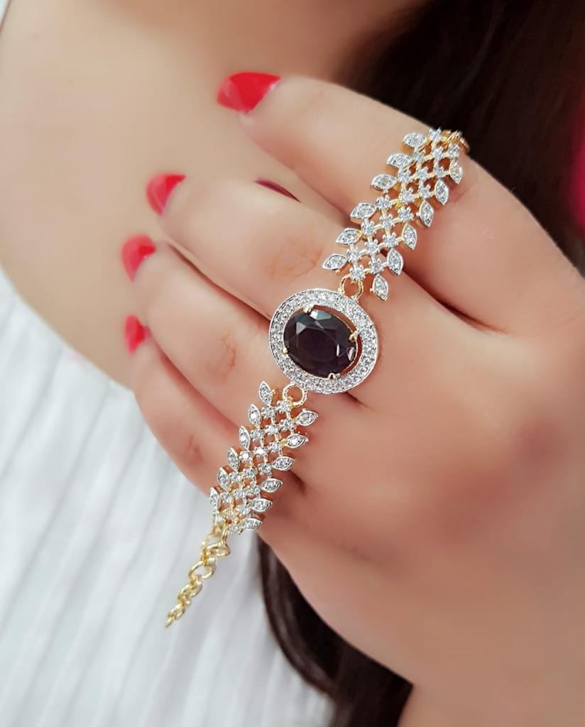 Rhodium-Plated Alloy Stone Studded Designer Bracelets - The Pari | Grab2Buy