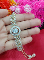 Rhodium-Plated Alloy American Diamond Studded Designer Bracelets - The Pari