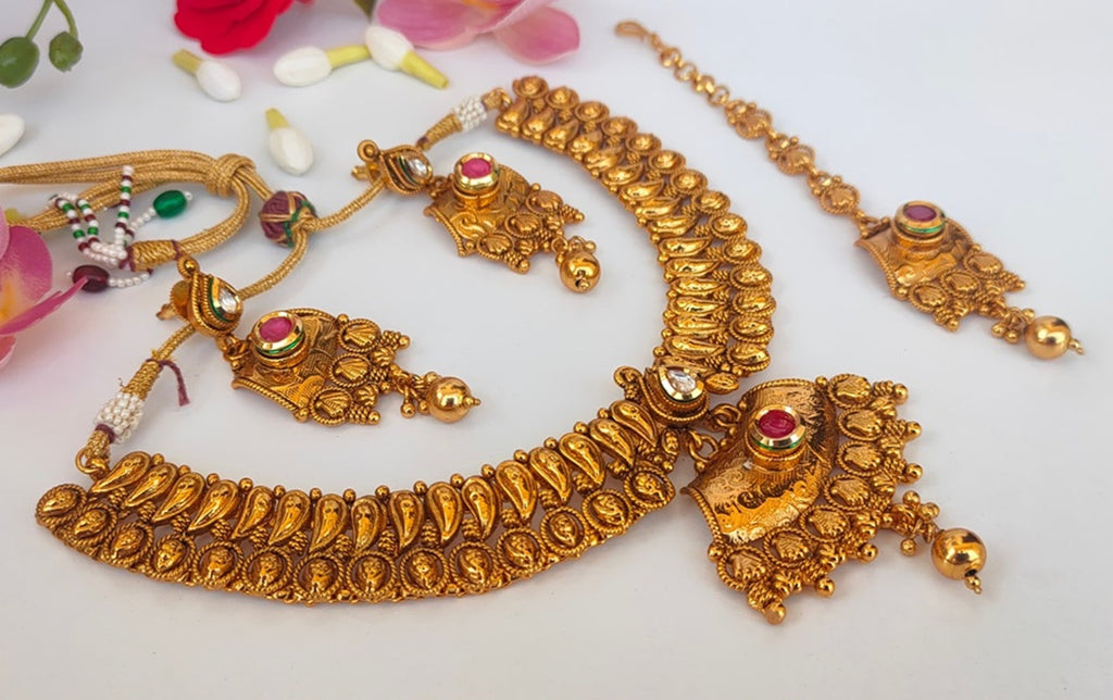 Gold-Polished Bridal Jewelry Set | Grab2Buy