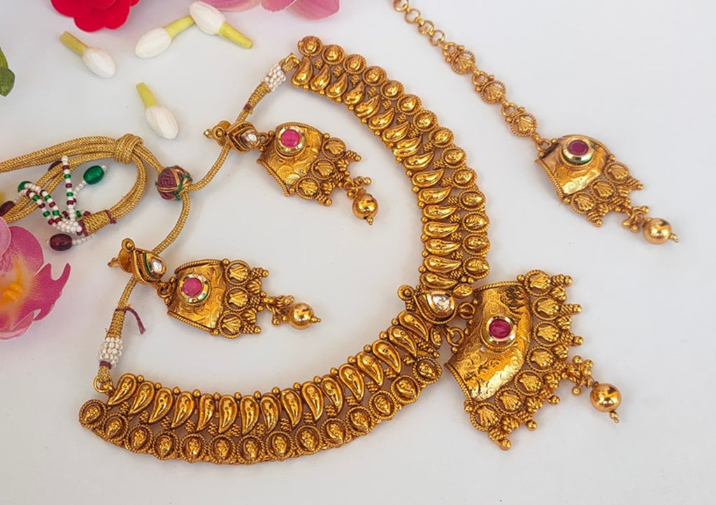 Gold-Polished Bridal Jewelry Set | Grab2Buy